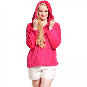 Sweat à capuche zippé femme en molleton rose chaud